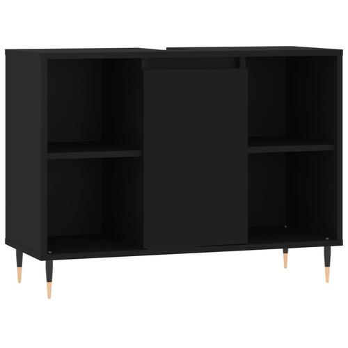 Badeværelsesskab 80x33x60 cm konstrueret træ sort