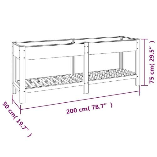 Højbed med hylde 200x50x75 cm WPC grå