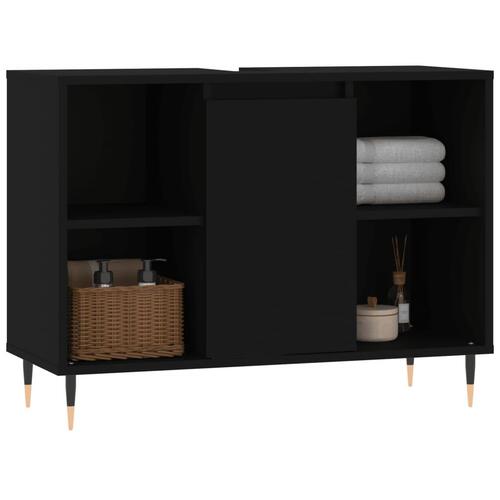 Badeværelsesskab 80x33x60 cm konstrueret træ sort