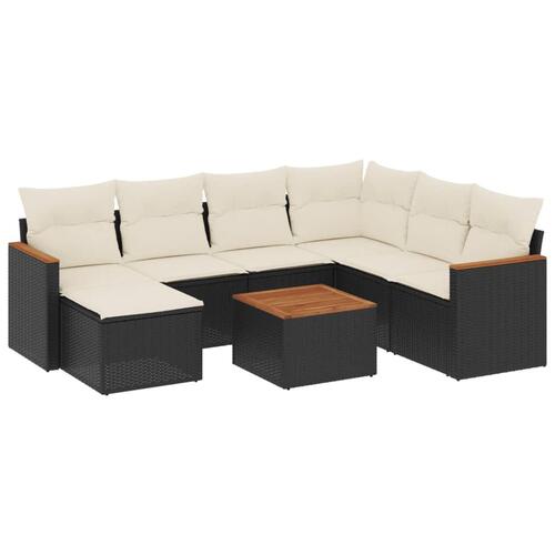 Sofasæt til haven 8 dele med hynder polyrattan sort