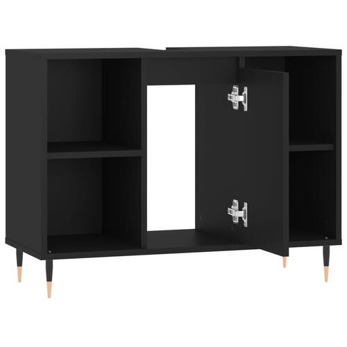 Badeværelsesskab 80x33x60 cm konstrueret træ sort