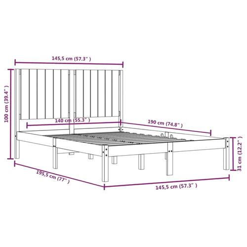 Sengeramme 140x190 cm massivt fyrretræ