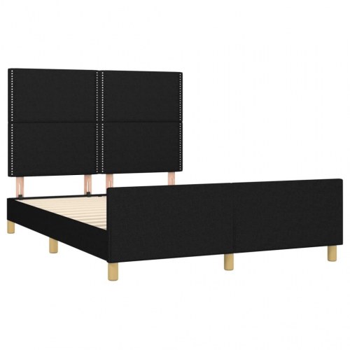 Sengeramme med sengegavl 140×190 cm - stof, sort
