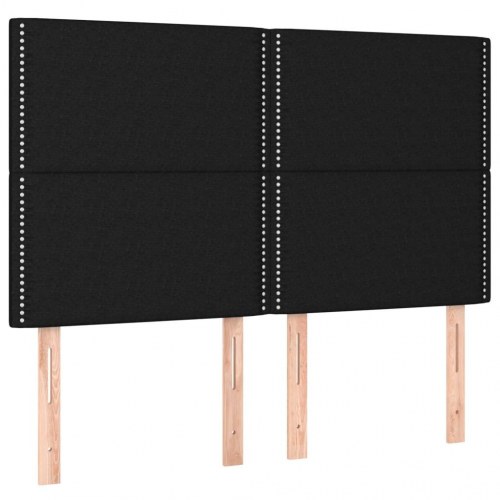 Sengeramme med sengegavl 140×190 cm - stof, sort