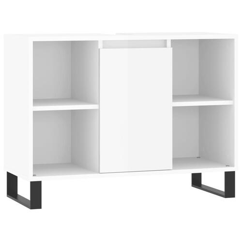 Badeværelsesskab 80x33x60 cm konstrueret træ hvid højglans