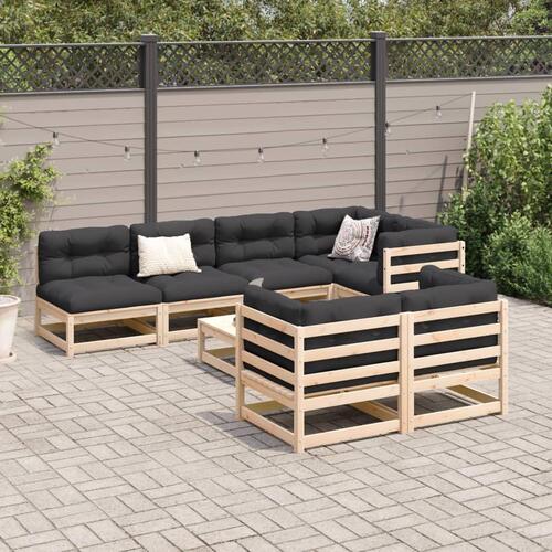 Sofasæt til haven 8 dele massivt fyrretræ