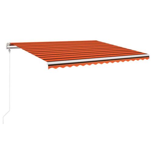 Markise m. LED + vindsensor 450x350 cm automatisk orange/brun