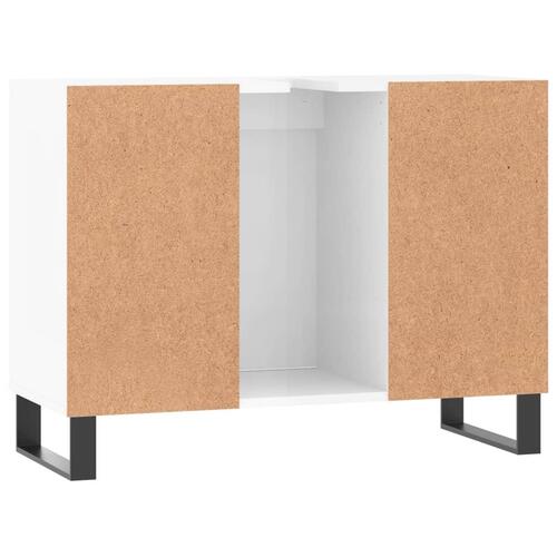 Badeværelsesskab 80x33x60 cm konstrueret træ hvid højglans