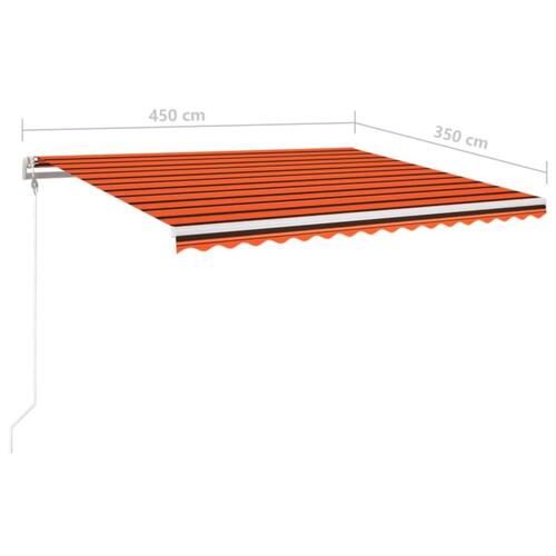Markise m. LED + vindsensor 450x350 cm automatisk orange/brun