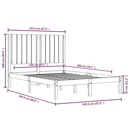 Sengeramme 140x200 cm massivt fyrretræ