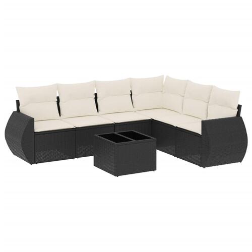Sofasæt til haven 7 dele med hynder polyrattan sort