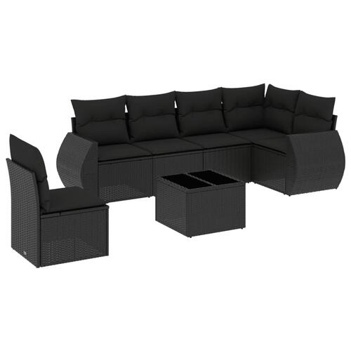 Sofasæt til haven 7 dele med hynder polyrattan sort