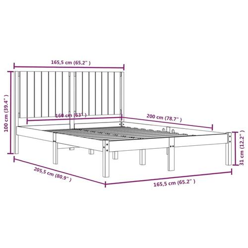 Sengeramme 160x200 cm massivt fyrretræ