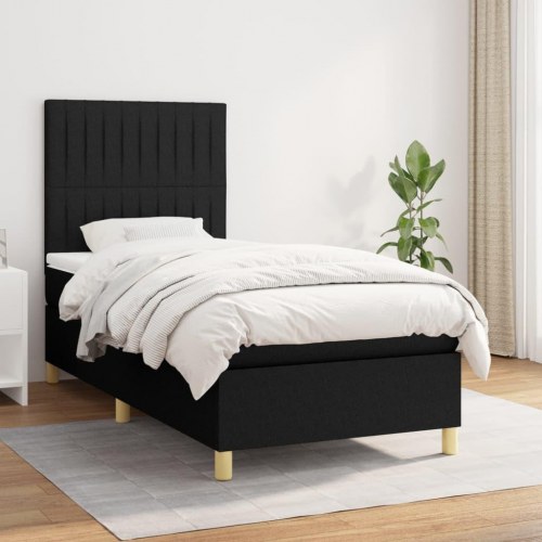 Kontinentalseng med madras 80×200 cm - stof, sort