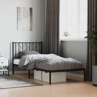 Sengeramme med sengegavl 90x190 cm metal sort