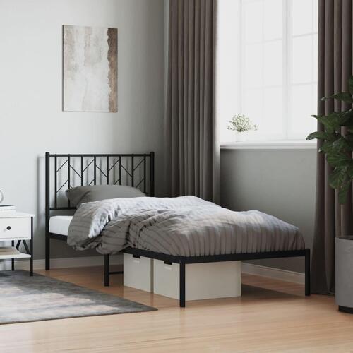 Sengeramme med sengegavl 90x190 cm metal sort