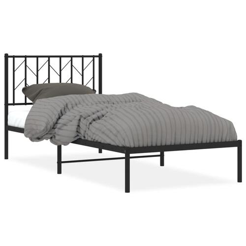 Sengeramme med sengegavl 90x190 cm metal sort