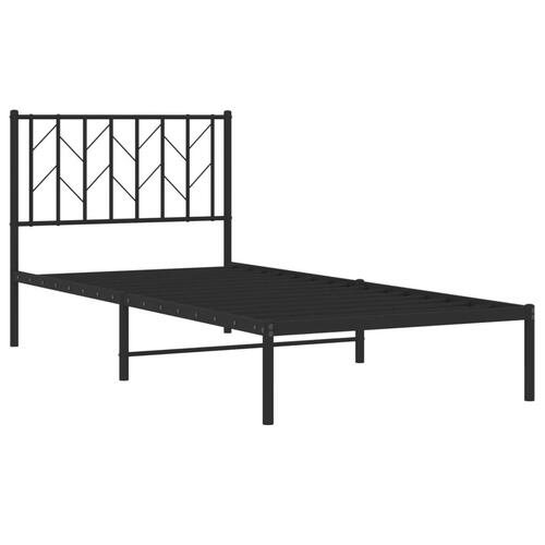Sengeramme med sengegavl 90x190 cm metal sort