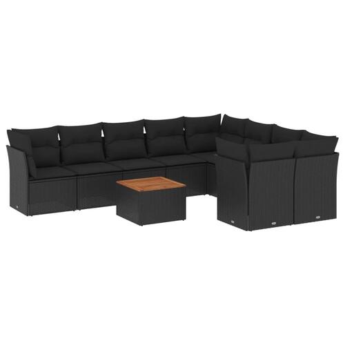 Sofasæt til haven 10 dele med hynder polyrattan sort
