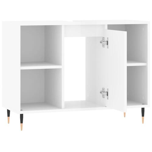 Badeværelsesskab 80x33x60 cm konstrueret træ hvid højglans