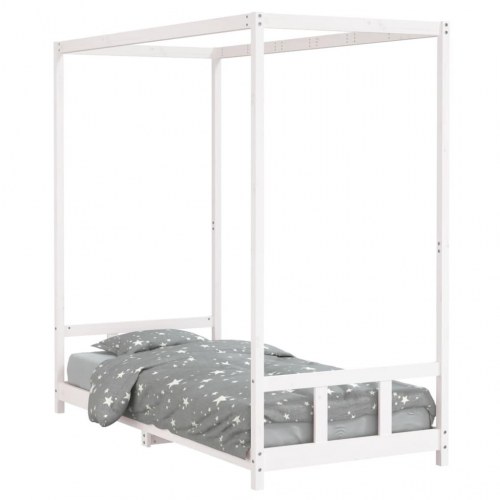 Sengeramme til juniorseng 90×200 cm - massivt fyrretræ, hvid