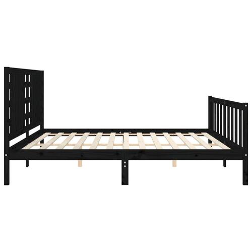 Sengeramme med sengegavl Super King Size massivt træ sort