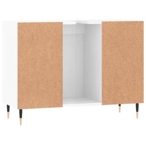 Badeværelsesskab 80x33x60 cm konstrueret træ hvid højglans