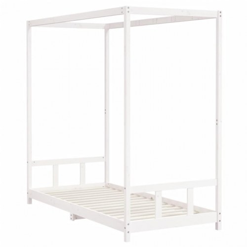 Sengeramme til juniorseng 90×200 cm - massivt fyrretræ, hvid