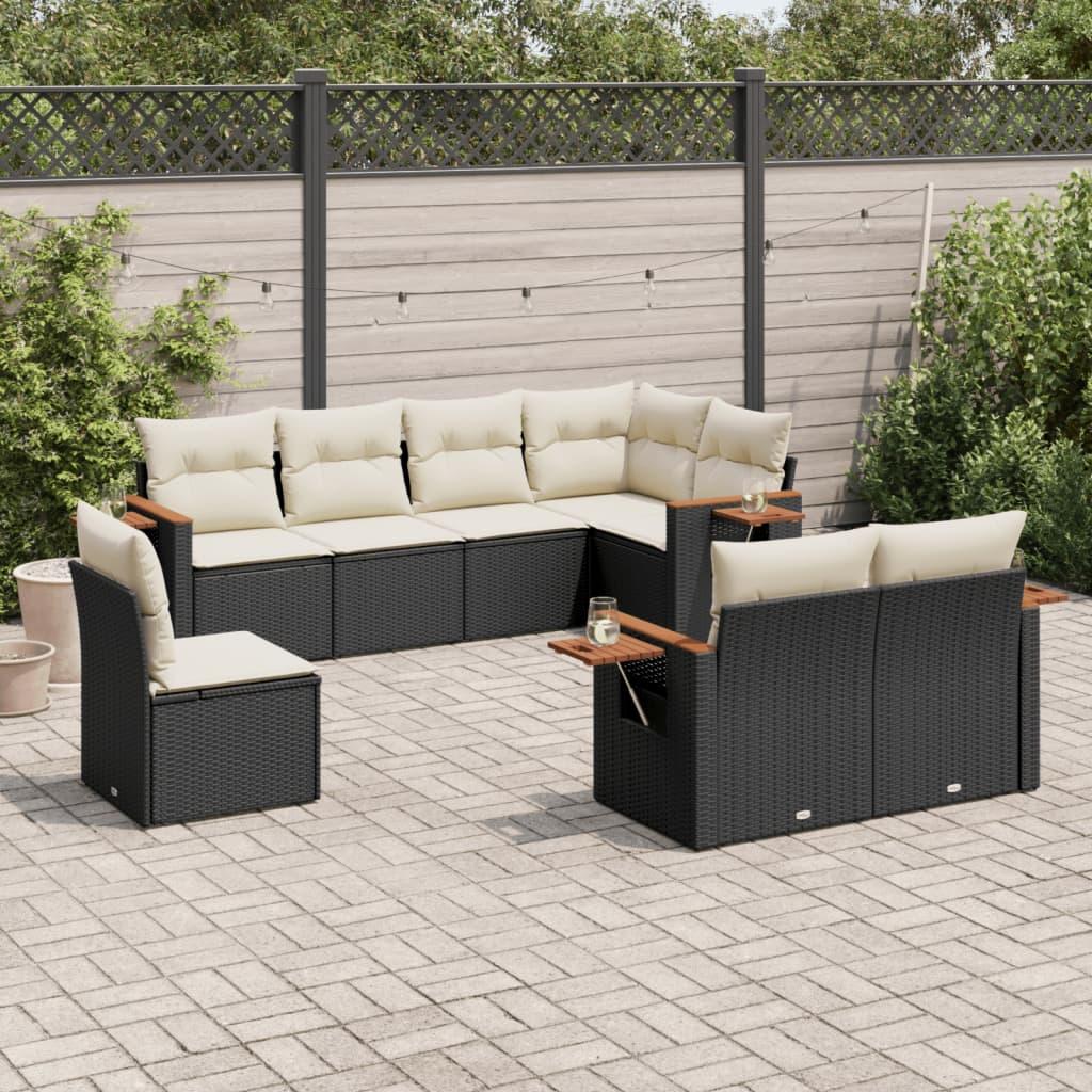 Sofasæt til haven 8 dele med hynder polyrattan sort