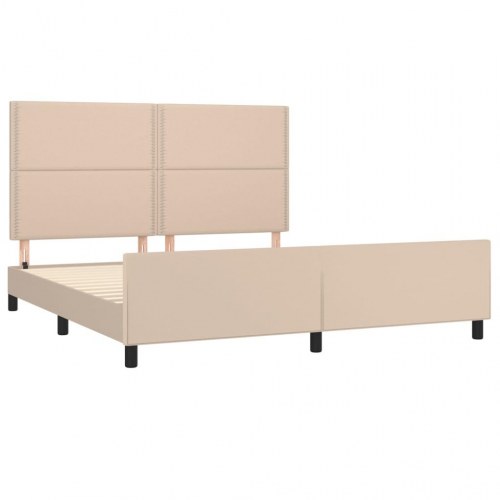 Sengeramme med sengegavl 180x200 cm kunstlæder cappuccinofarvet