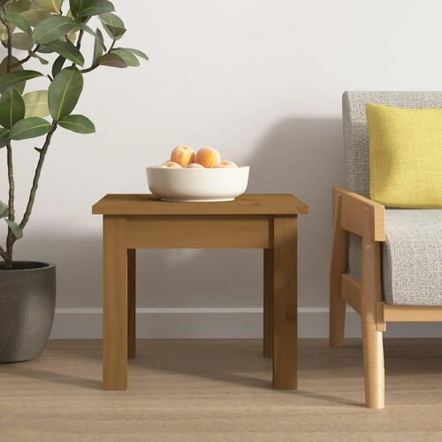Sofabord 35x35x30 cm massivt fyrretræ gyldenbrun