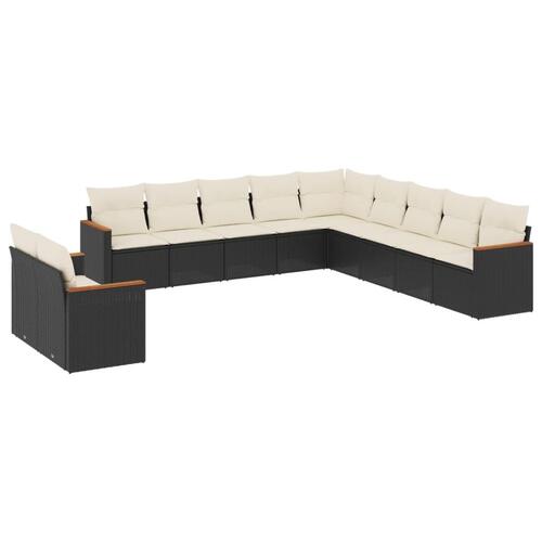 Sofasæt til haven 11 dele med hynder polyrattan sort