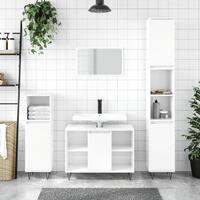 Badeværelsesskab 80x33x60 cm konstrueret træ hvid højglans