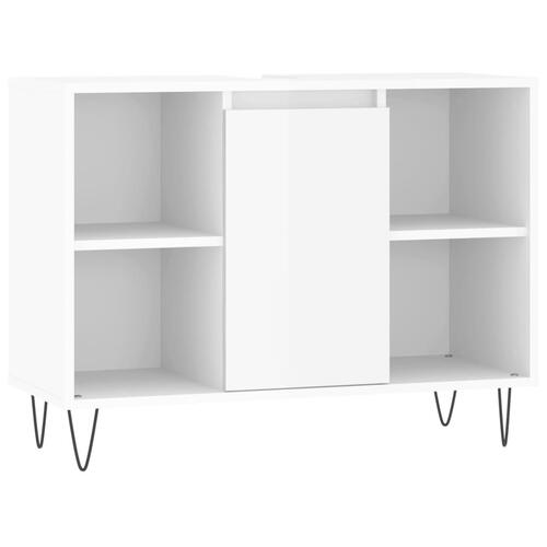 Badeværelsesskab 80x33x60 cm konstrueret træ hvid højglans