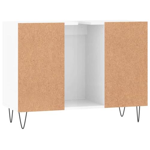 Badeværelsesskab 80x33x60 cm konstrueret træ hvid højglans
