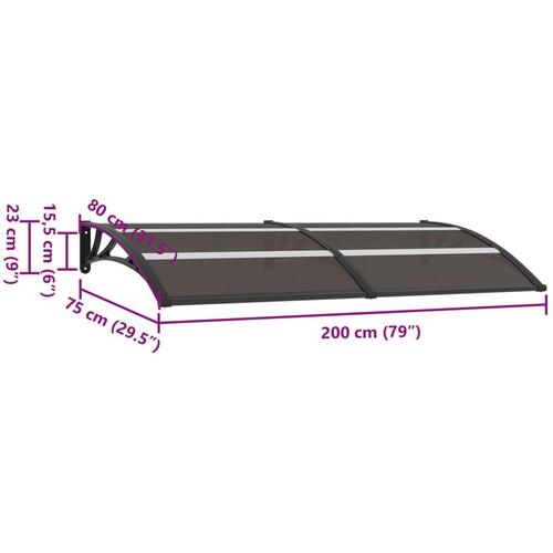 Dørbaldakin 200x75 cm polycarbonat sort