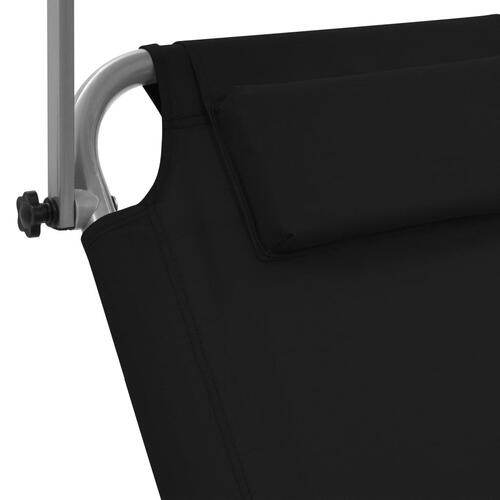 Foldbar liggestol med baldakin og hjul stål sort