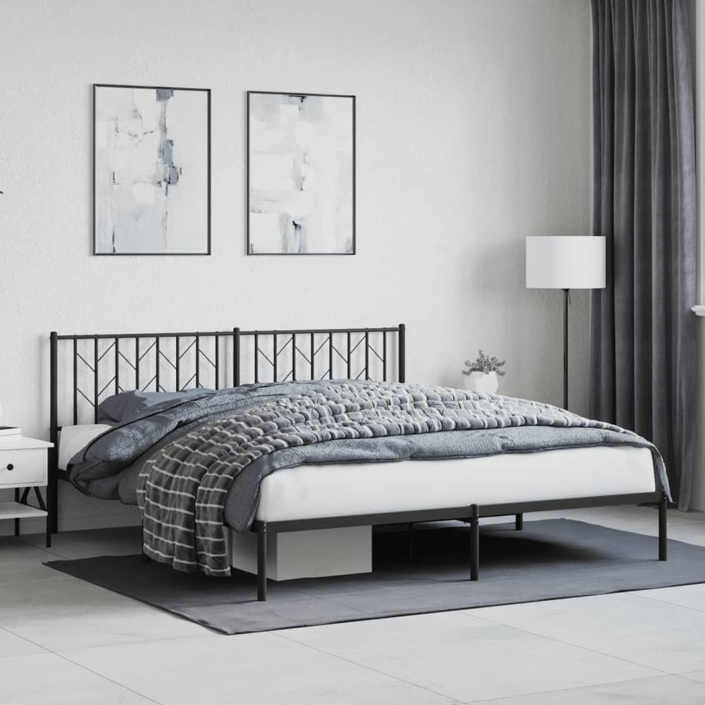 Sengeramme med sengegavl 180x200 cm metal sort