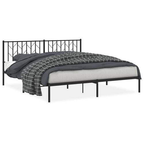 Sengeramme med sengegavl 180x200 cm metal sort