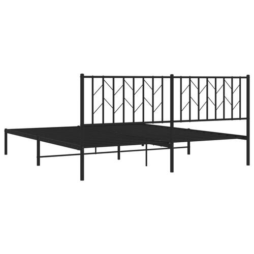 Sengeramme med sengegavl 180x200 cm metal sort