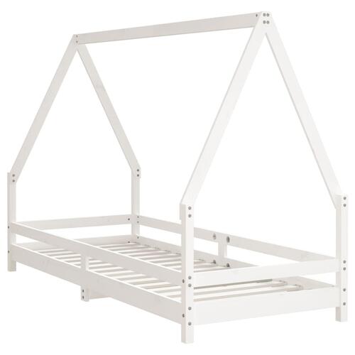 Sengeramme til juniorseng 90x200 cm massivt fyrretræ hvid