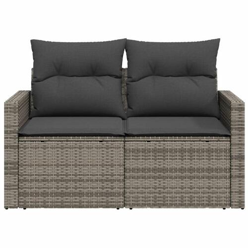 2-personers havesofa med hynder polyrattan grå