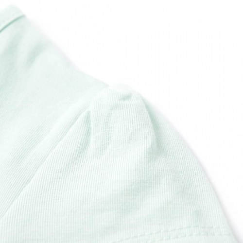 T-shirt til børn str. 104 - lys mintgrøn med regnbue og palmer