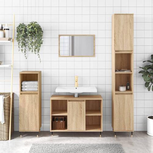 Badeværelsesskab 80x33x60 cm konstrueret træ sonoma-eg