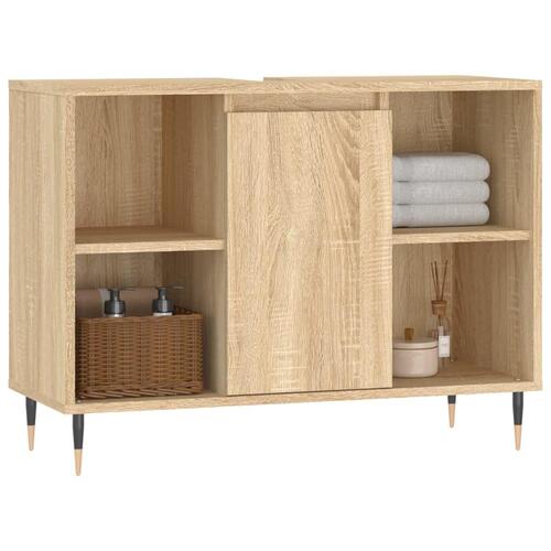 Badeværelsesskab 80x33x60 cm konstrueret træ sonoma-eg