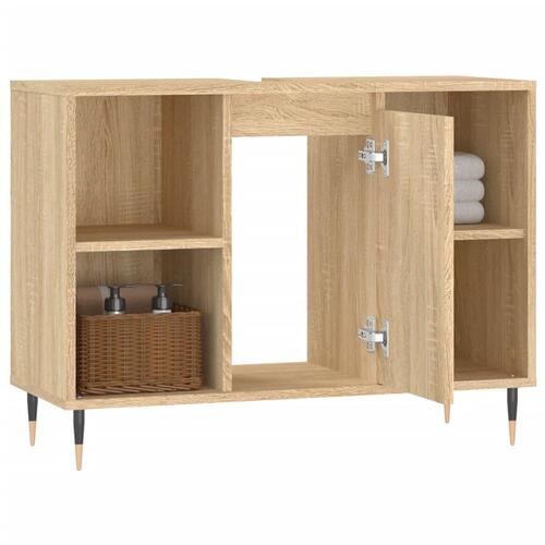 Badeværelsesskab 80x33x60 cm konstrueret træ sonoma-eg