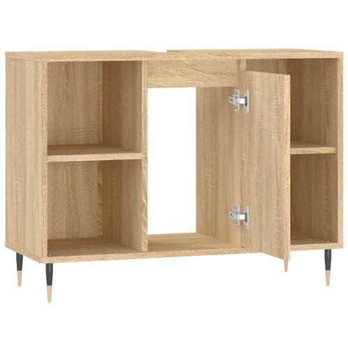 Badeværelsesskab 80x33x60 cm konstrueret træ sonoma-eg