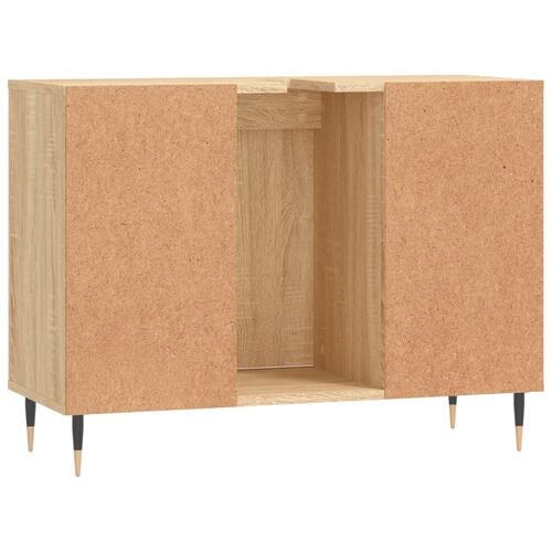 Badeværelsesskab 80x33x60 cm konstrueret træ sonoma-eg