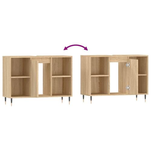 Badeværelsesskab 80x33x60 cm konstrueret træ sonoma-eg