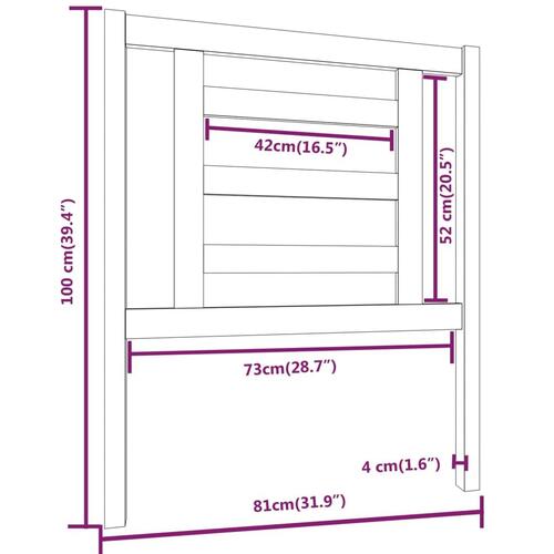 Sengegærde 81x4x100 cm massivt fyrretræ